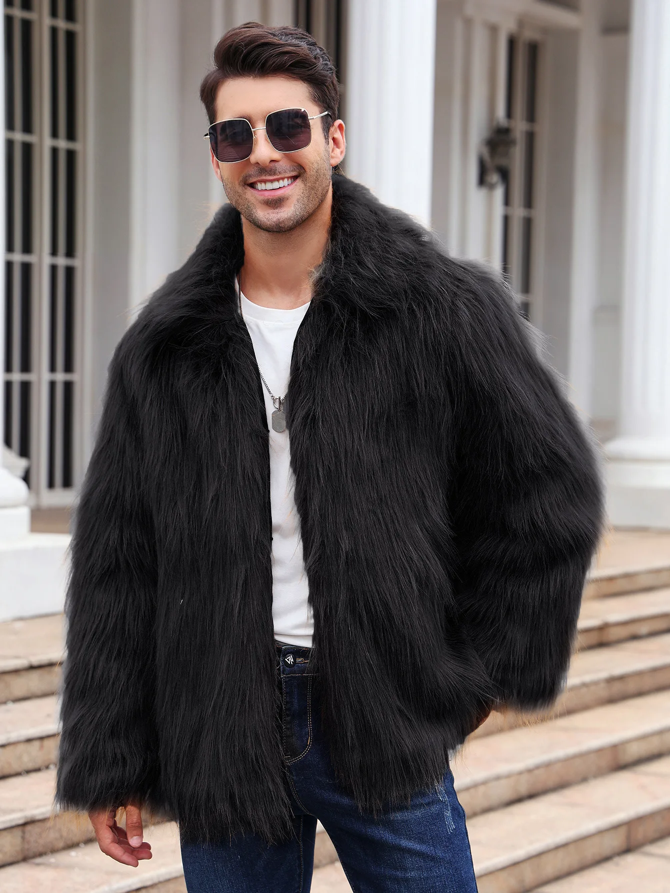 Men Faux Fox Fur Jacket Coat W - Down Jacket Packable recension och pris